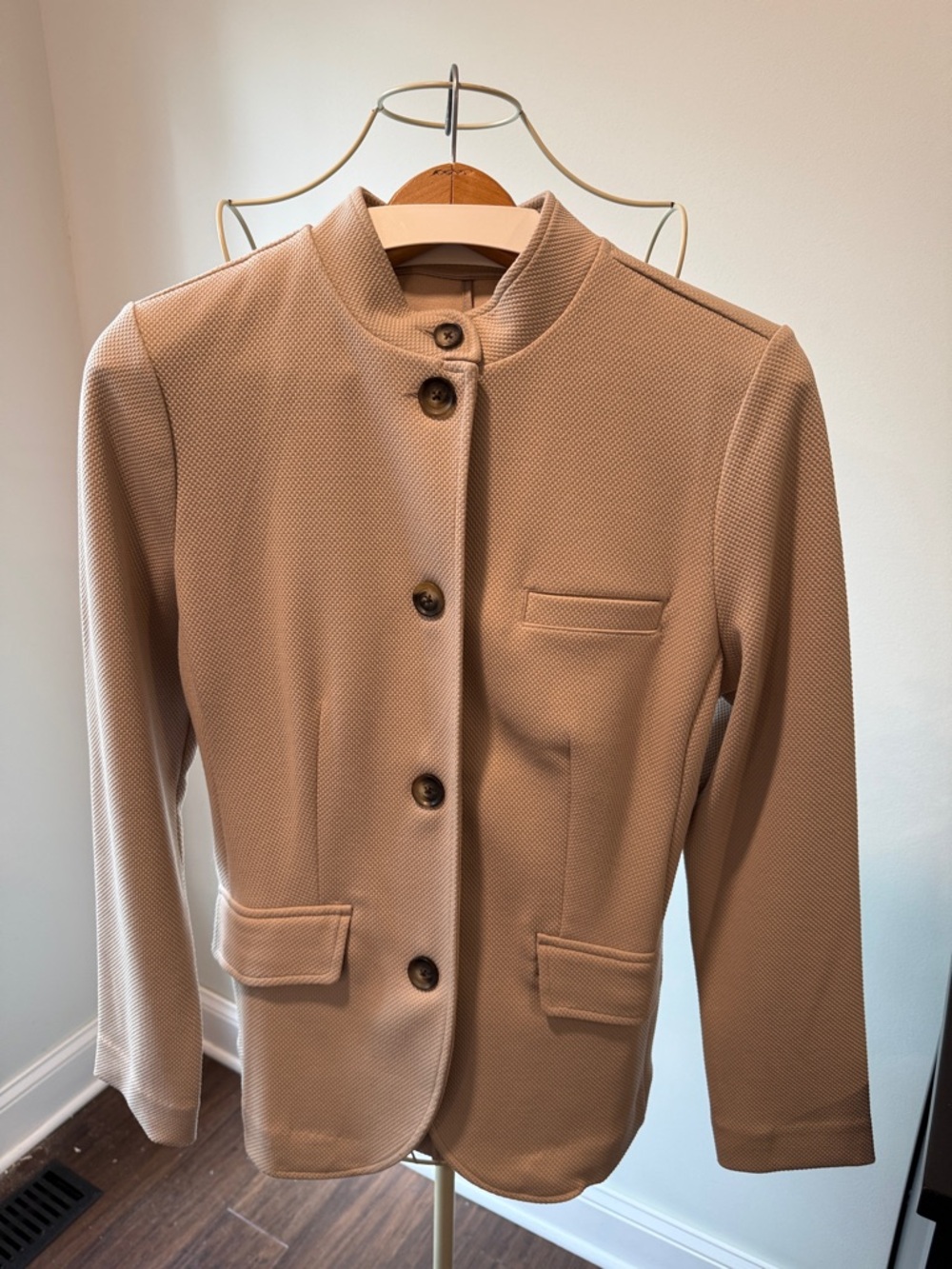 Banana Republic Tan Textured Stand Collar Blazer